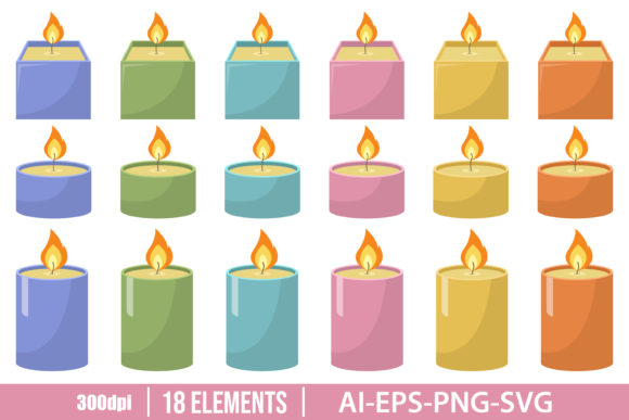 Download Colored Candle Clipart Vector Design - Candle clipart Collection