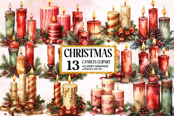 Download Watercolor Christmas Candle Clipart - Candle clipart Collection