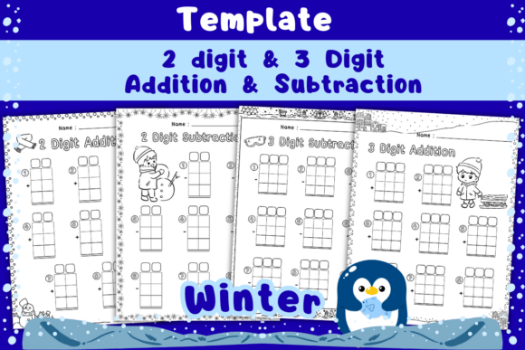 Download Winter Template 2-3 Digit Add &amp; Sub - Winter template Collection
