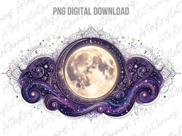 Download Celestial Full Moon &amp; Galaxy Stars PNG - Full moon Collection
