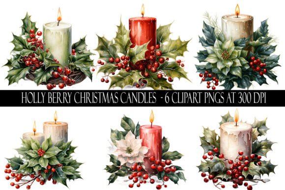 Download Holly Berry Christmas Candle Clipart - Candle clipart Collection
